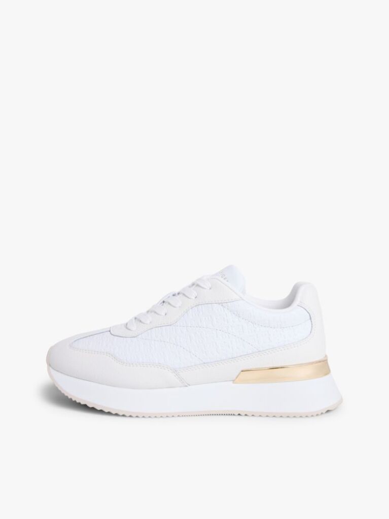 Άσπρο Δερμάτινα Sneakers Με Μίξη Υφών Και Μονόγραμμα TH  Γυναίκες