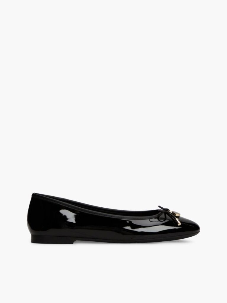 Black Patent Leather Padlock Charm Ballerinas  Women