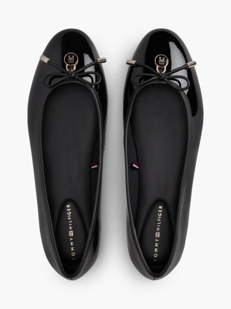 Black Patent Leather Padlock Charm Ballerinas  Women