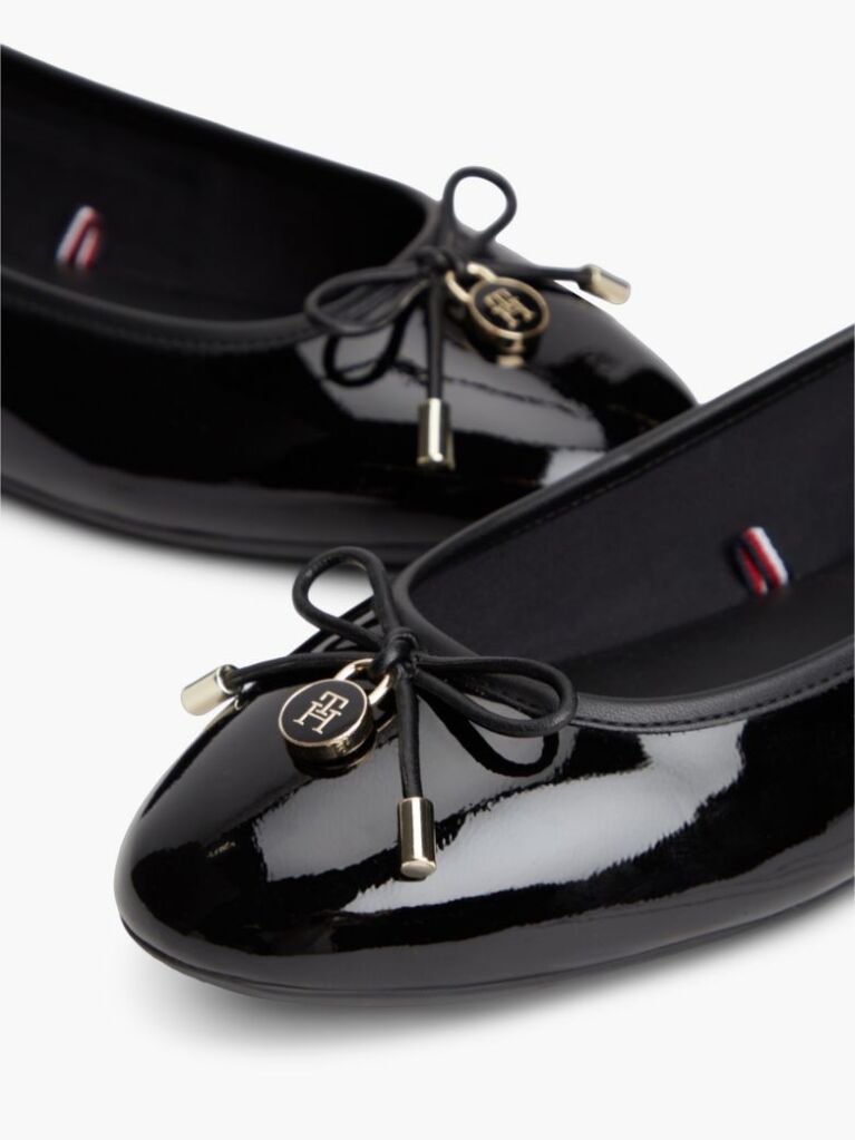 Black Patent Leather Padlock Charm Ballerinas  Women