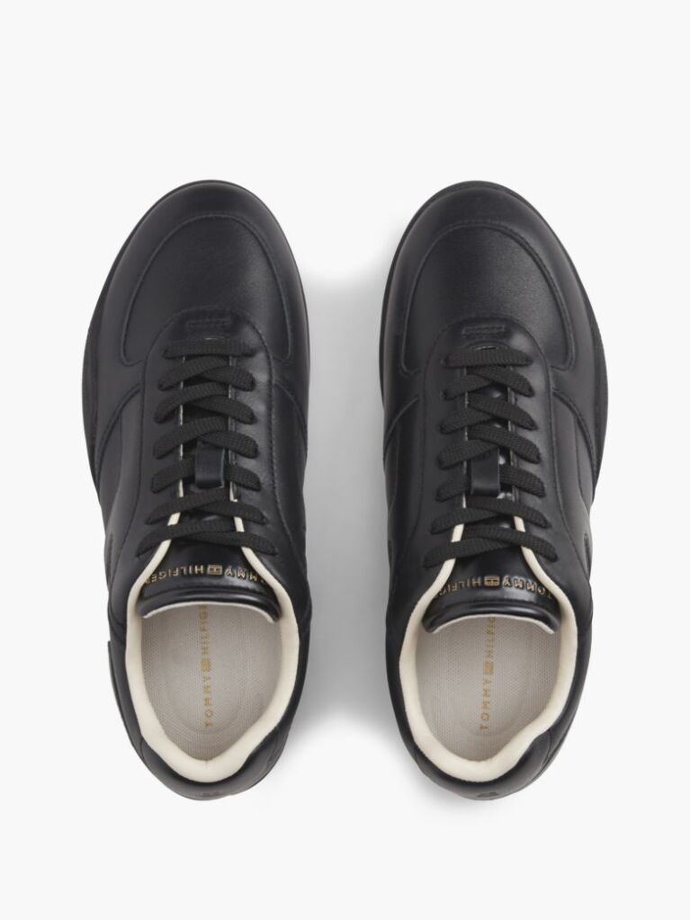 Black Leather Vintage Low Profile Sneakers  Women