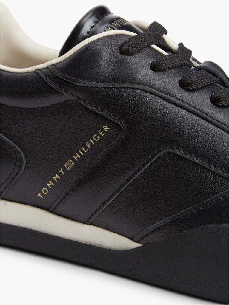 Black Leather Vintage Low Profile Sneakers  Women