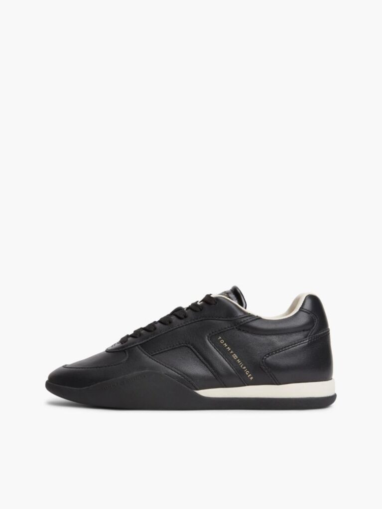 Black Leather Vintage Low Profile Sneakers  Women