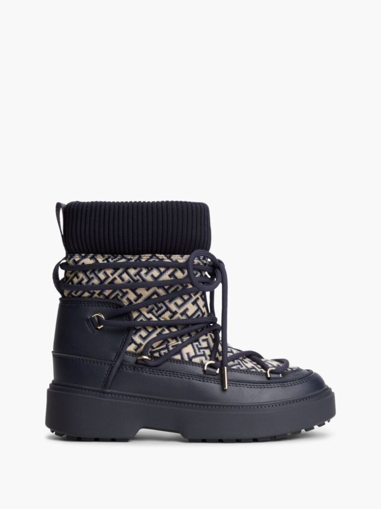 Blue TH Monogram Water Resistant Snow Boots  Women