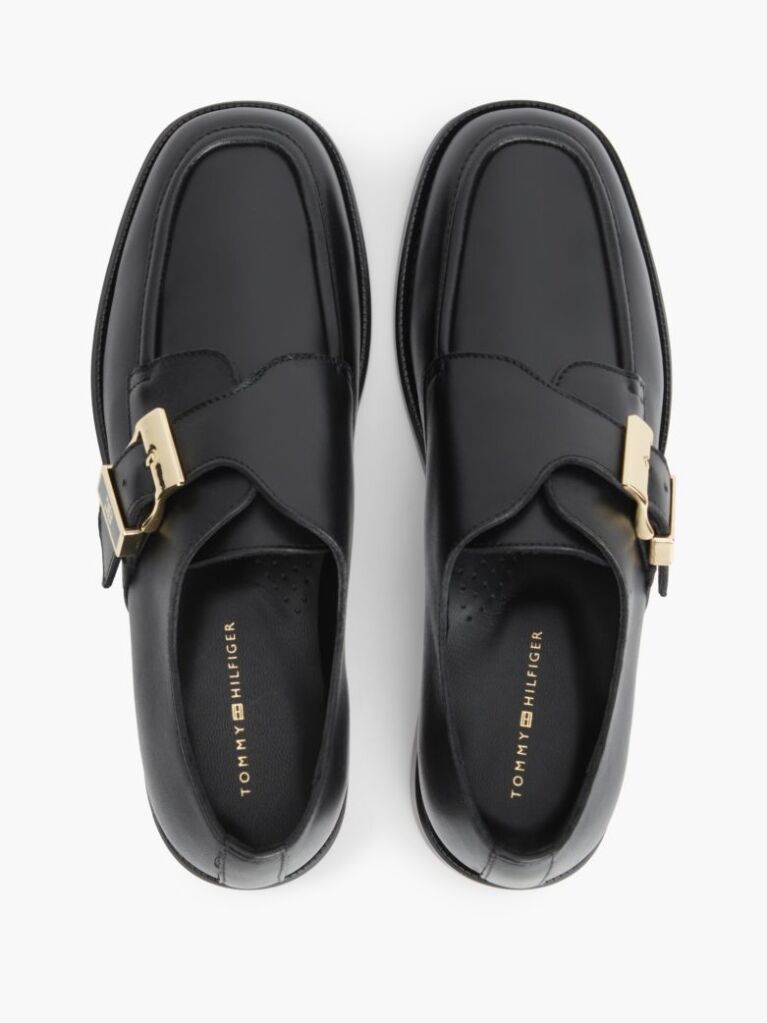 Μαύρο Δερμάτινα Loafers Με Αγκράφα Και Moc Μύτη  Γυναίκες