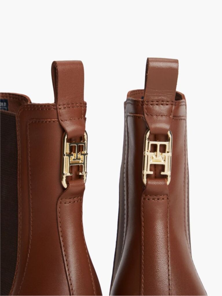 Brown Leather Square Toe Block Heel Chelsea Boots  Women