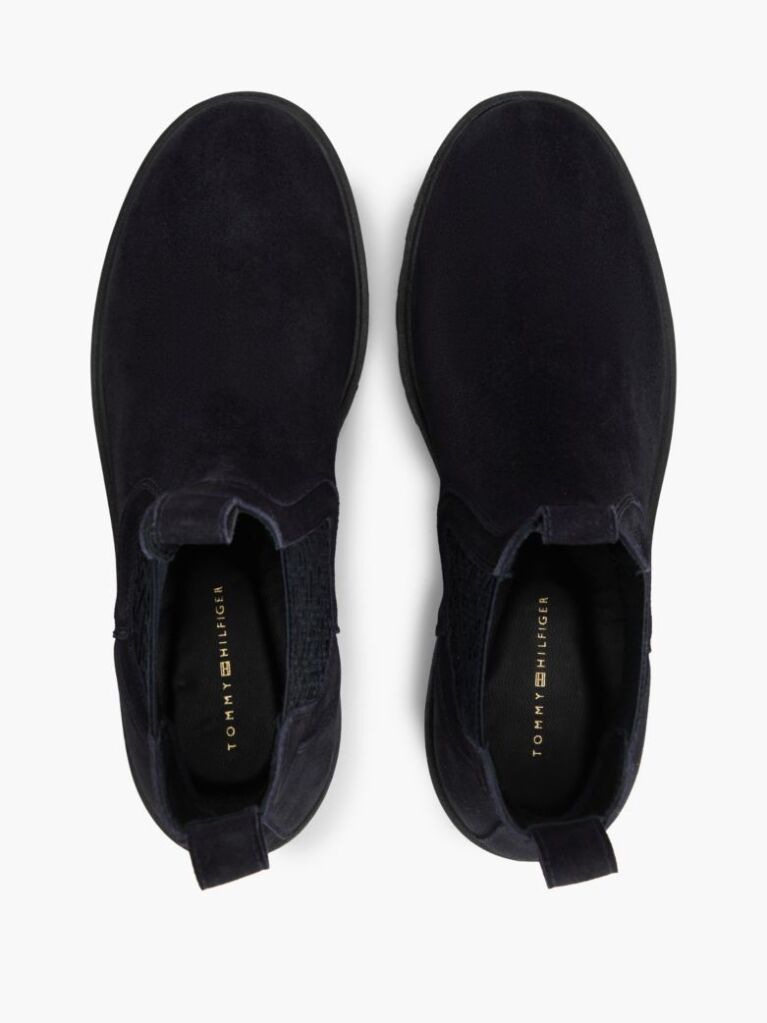 Blue Suede TH Monogram Panel Chelsea Boots  Women