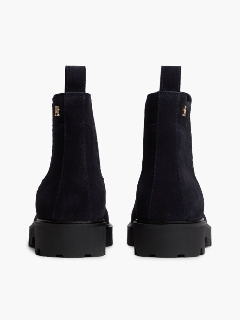 Blue Suede TH Monogram Panel Chelsea Boots  Women