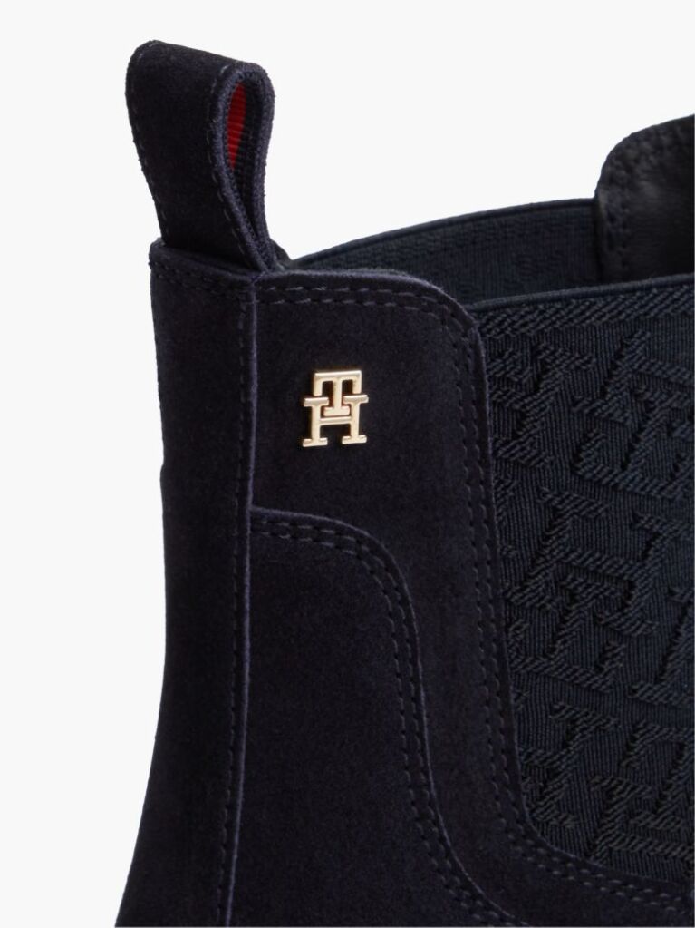Blue Suede TH Monogram Panel Chelsea Boots  Women