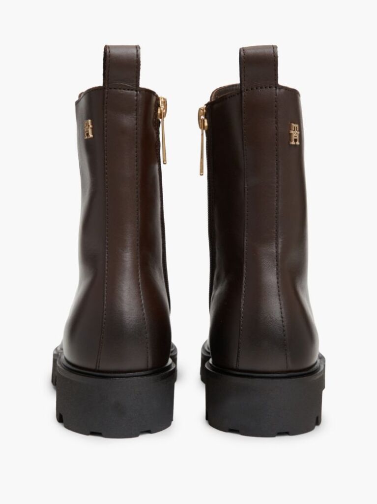 Brown TH Monogram Leather Lace-Up Boots  Women