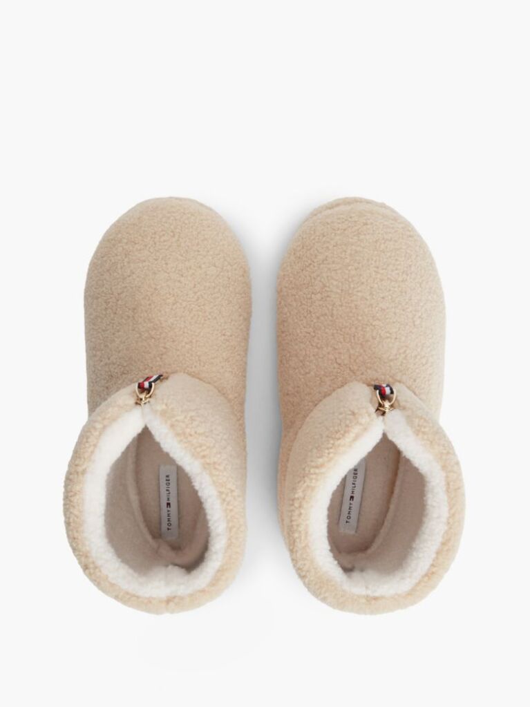 Beige Signature Tape Faux Fur Slipper Boots  Women