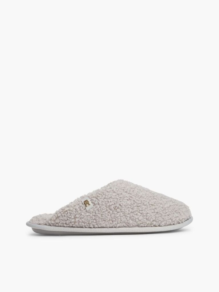 Grey TH Monogram Faux Fur Slippers  Women