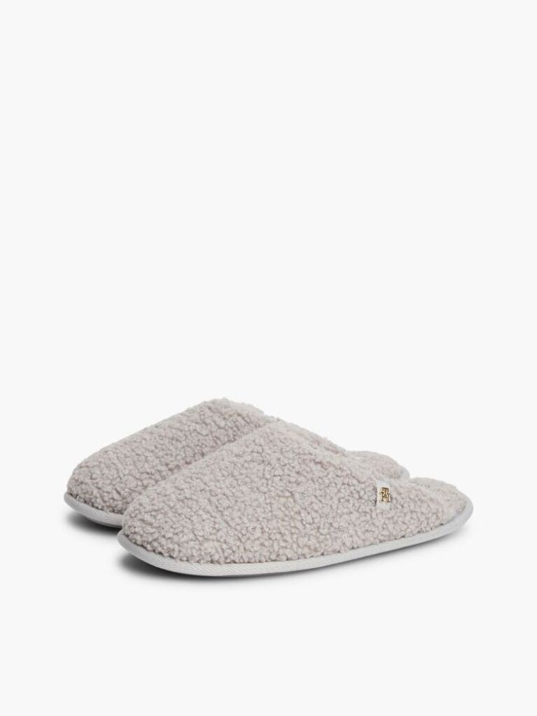 Grey TH Monogram Faux Fur Slippers  Women