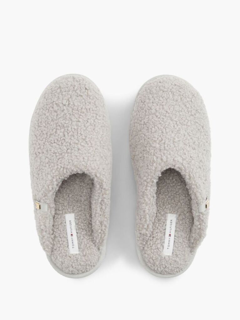 Grey TH Monogram Faux Fur Slippers  Women