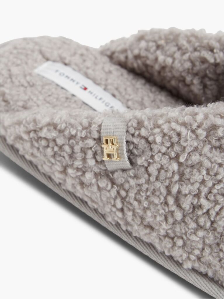 Grey TH Monogram Faux Fur Slippers  Women