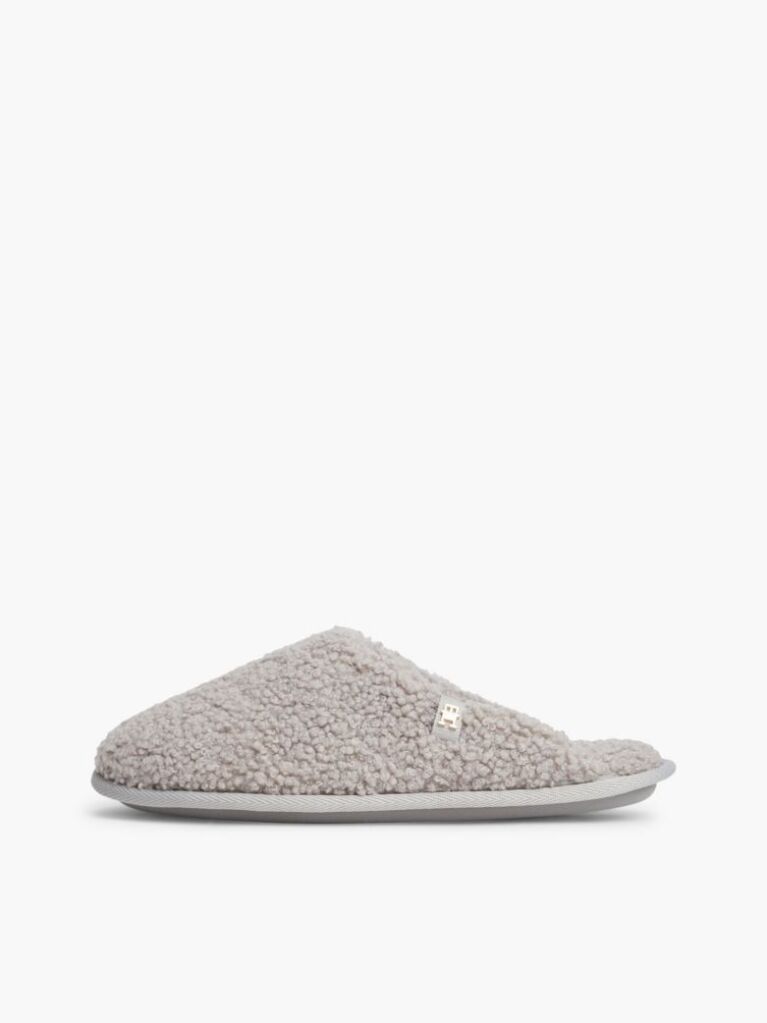 Grey TH Monogram Faux Fur Slippers  Women