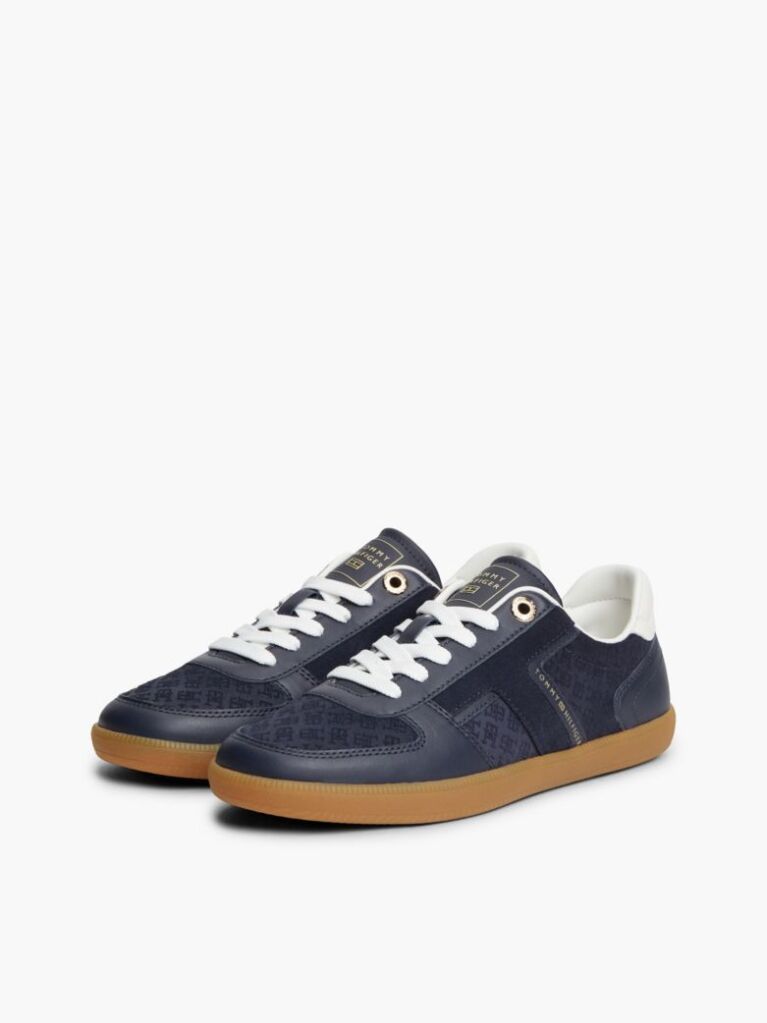 Blue Embossed TH Monogram Leather Sneakers  Women