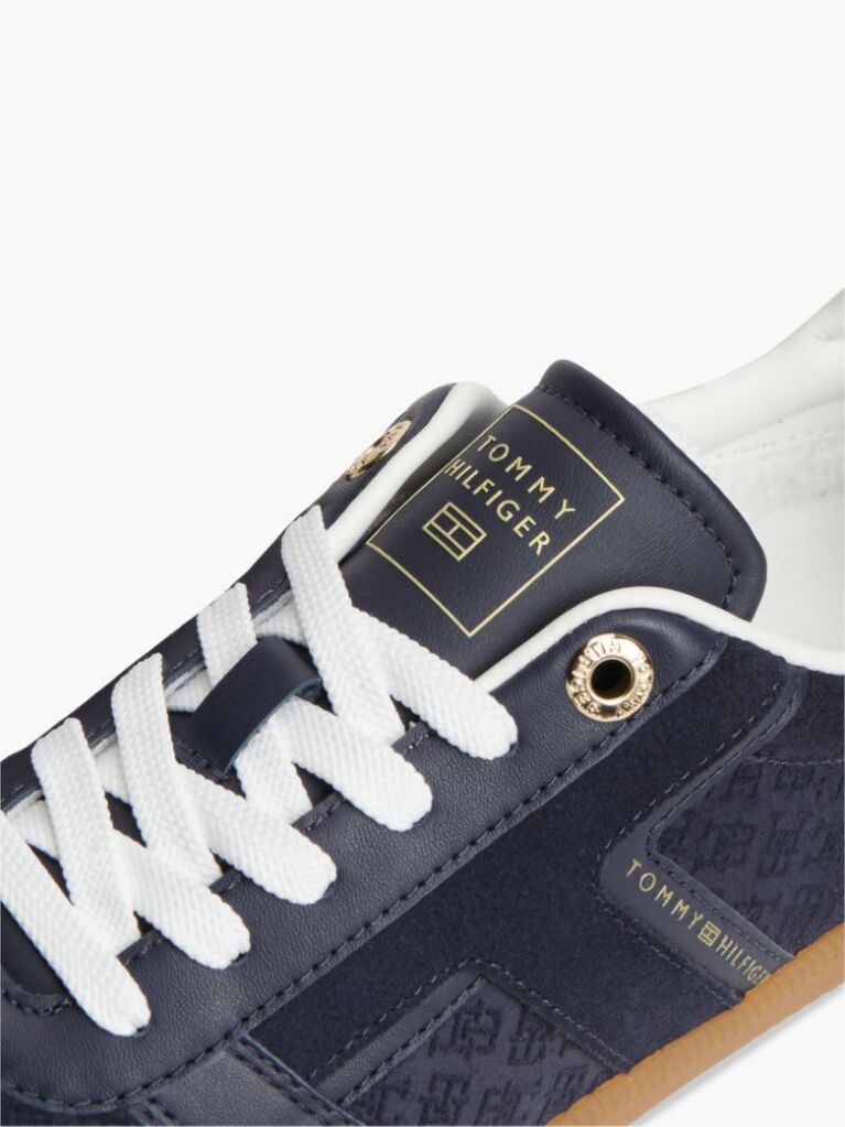 Blue Embossed TH Monogram Leather Sneakers  Women