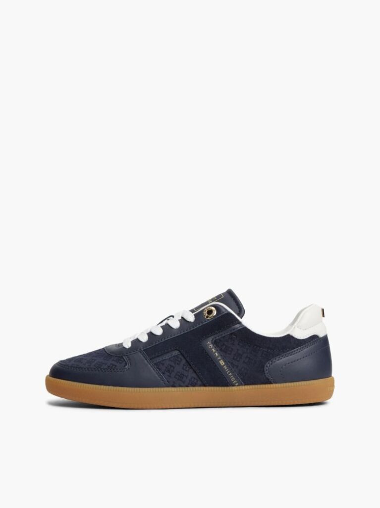 Blue Embossed TH Monogram Leather Sneakers  Women