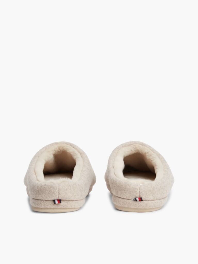 Beige Logo Embroidery Flannel Slippers  Women