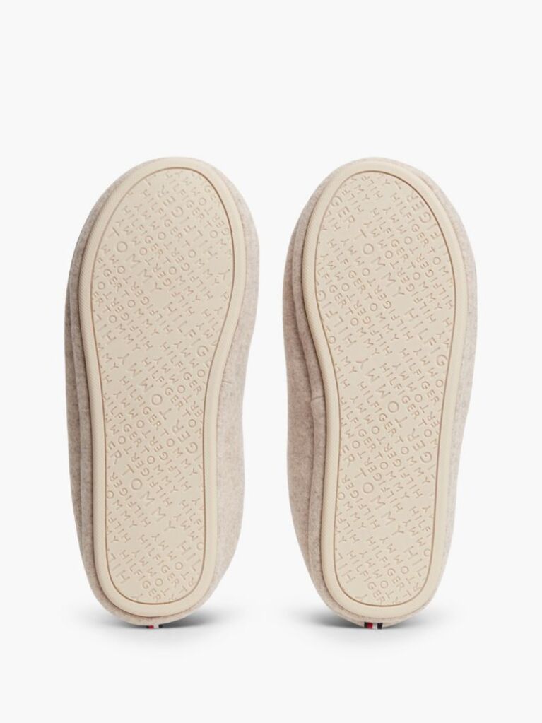 Beige Logo Embroidery Flannel Slippers  Women