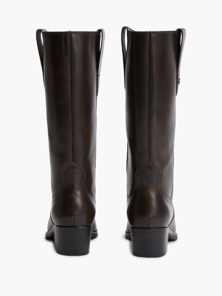 Brown TH Monogram Leather Cowboy Boots  Women