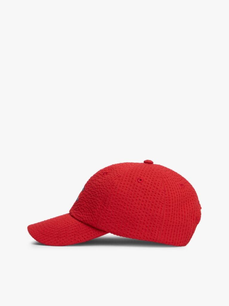 Κόκκινο Καπέλο Baseball Από Seersucker Με Wavy Σημαιάκι  Παιδί Unisex