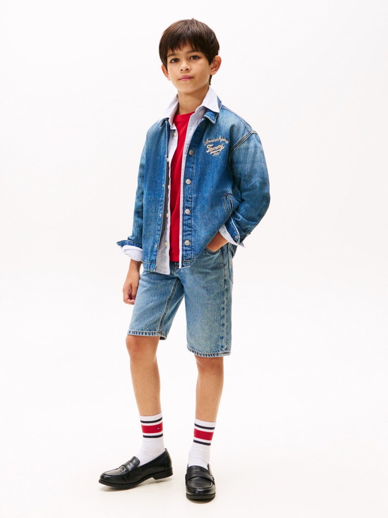 Μπλε Denim Shacket Με Ξεθωριασμένο Εφέ Και Κεντητή Λεπτομέρεια  Αγόρια