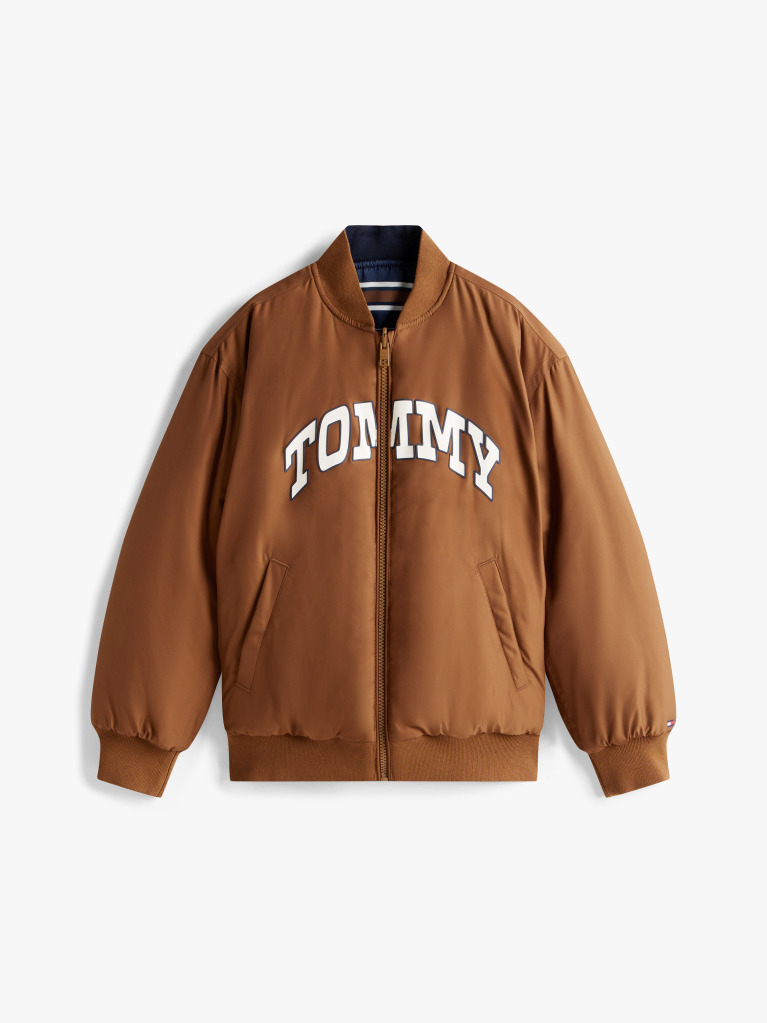 Καφέ Varsity Άνετο Bomber Τζάκετ 2 Όψεων  Αγόρια