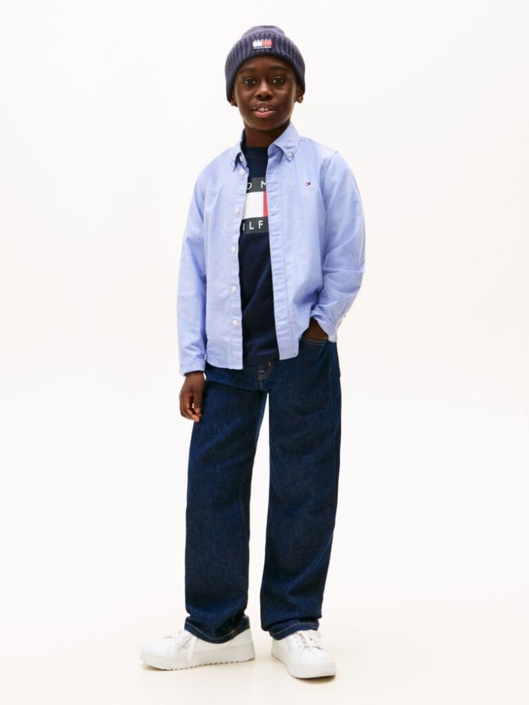 Blue Stretch Cotton Poplin Shirt  Boys