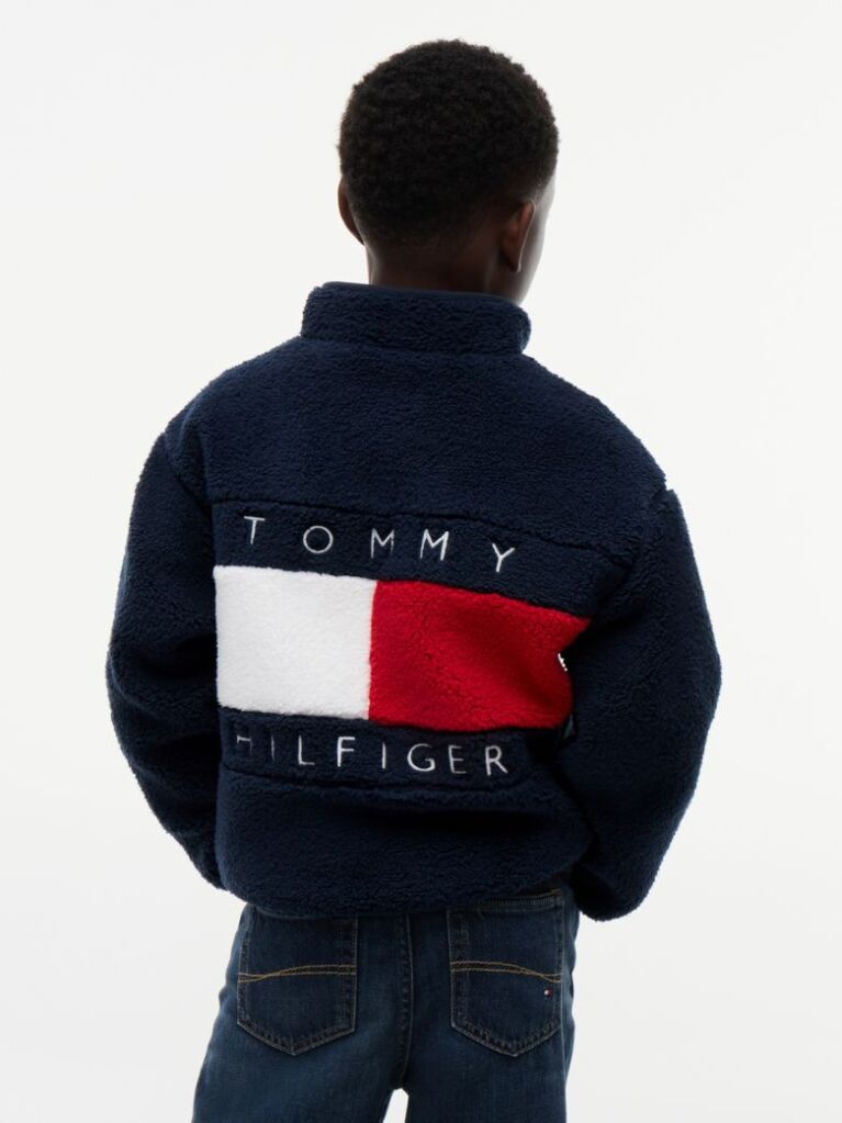 Μπλε Φούτερ Fleece Με Φερμουάρ Και Πίσω Σημαία  Αγόρια