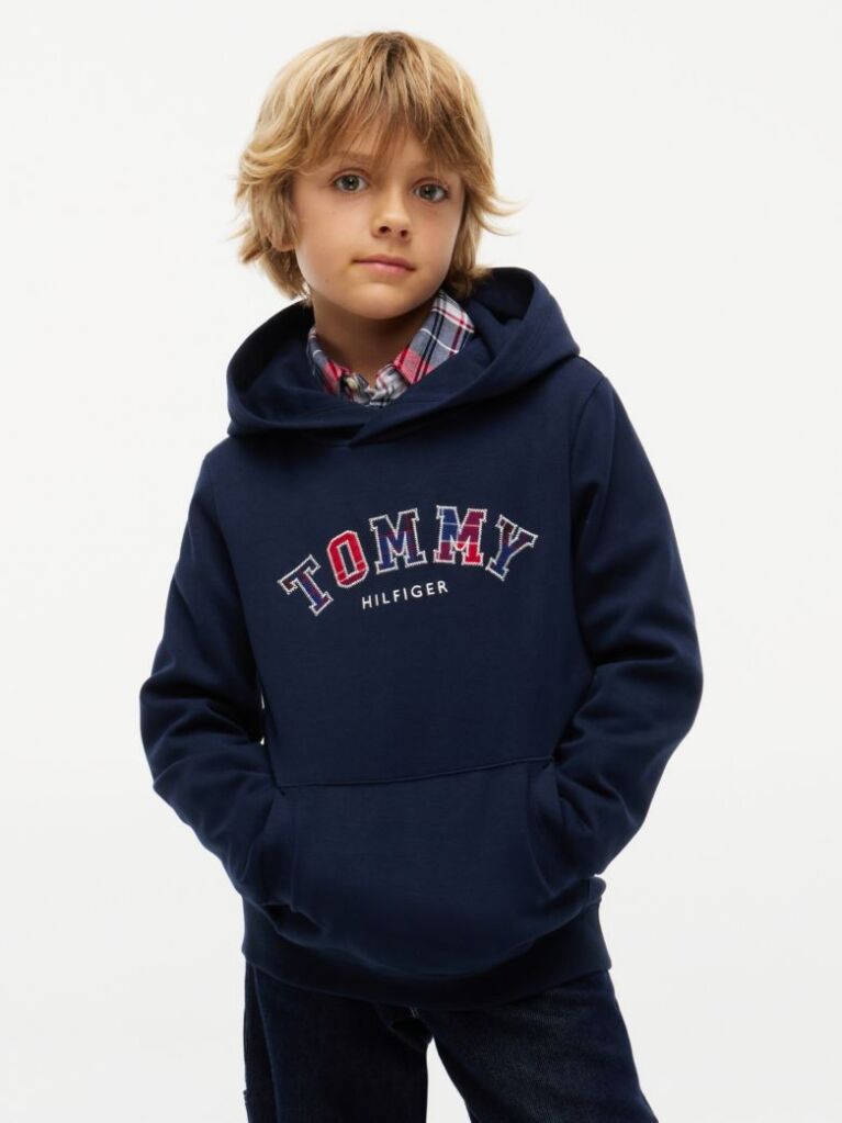 Μπλε Hoody Με Κεντητό Λογότυπο Interlock  Αγόρια