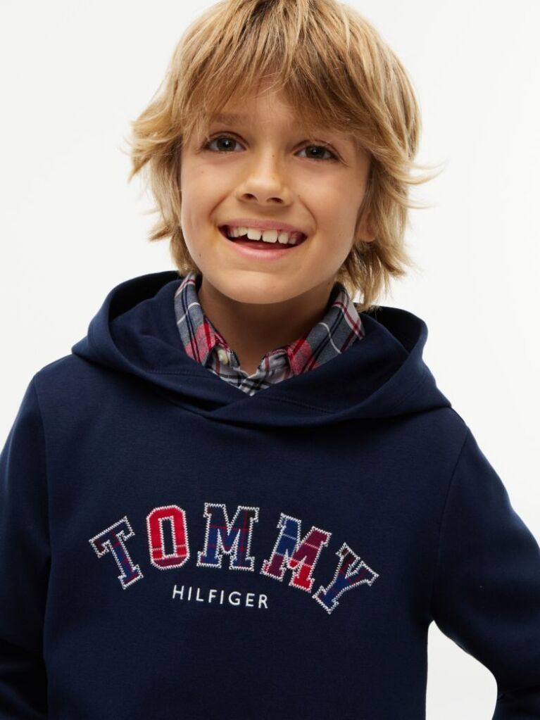 Μπλε Hoody Με Κεντητό Λογότυπο Interlock  Αγόρια