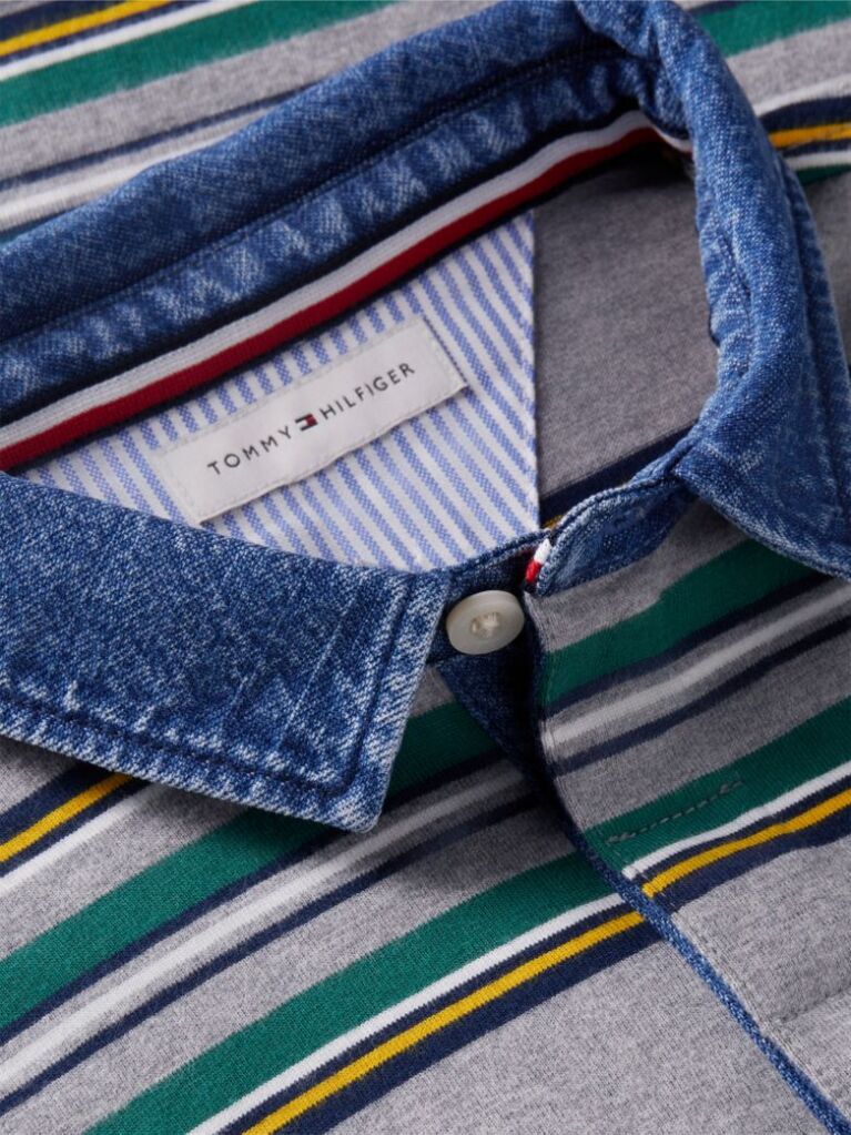 Multi Denim Collar Rugby Polo Shirt  Boys
