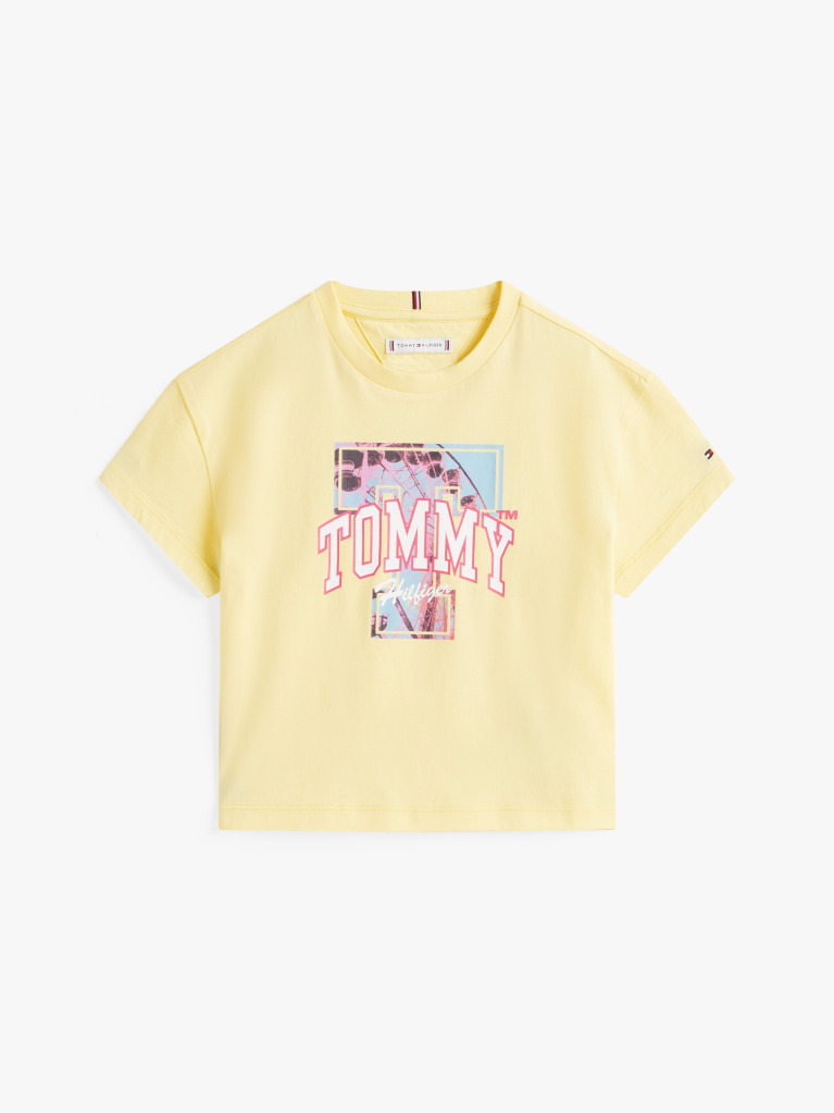 Κίτρινο Άνετο T-Shirt Με Σχέδιο Καρδιάς  Κορίτσια
