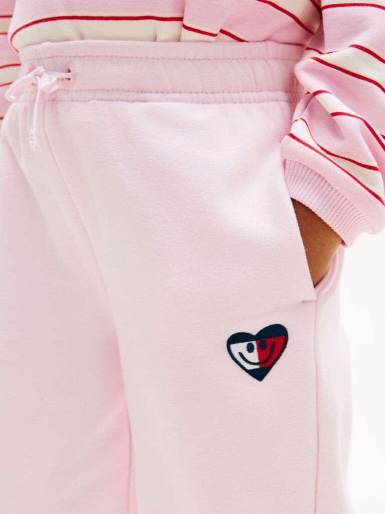 Ροζ Άνετο Παντελόνι Φόρμας Culotte Με Smiley Σημαιάκι  Κορίτσια
