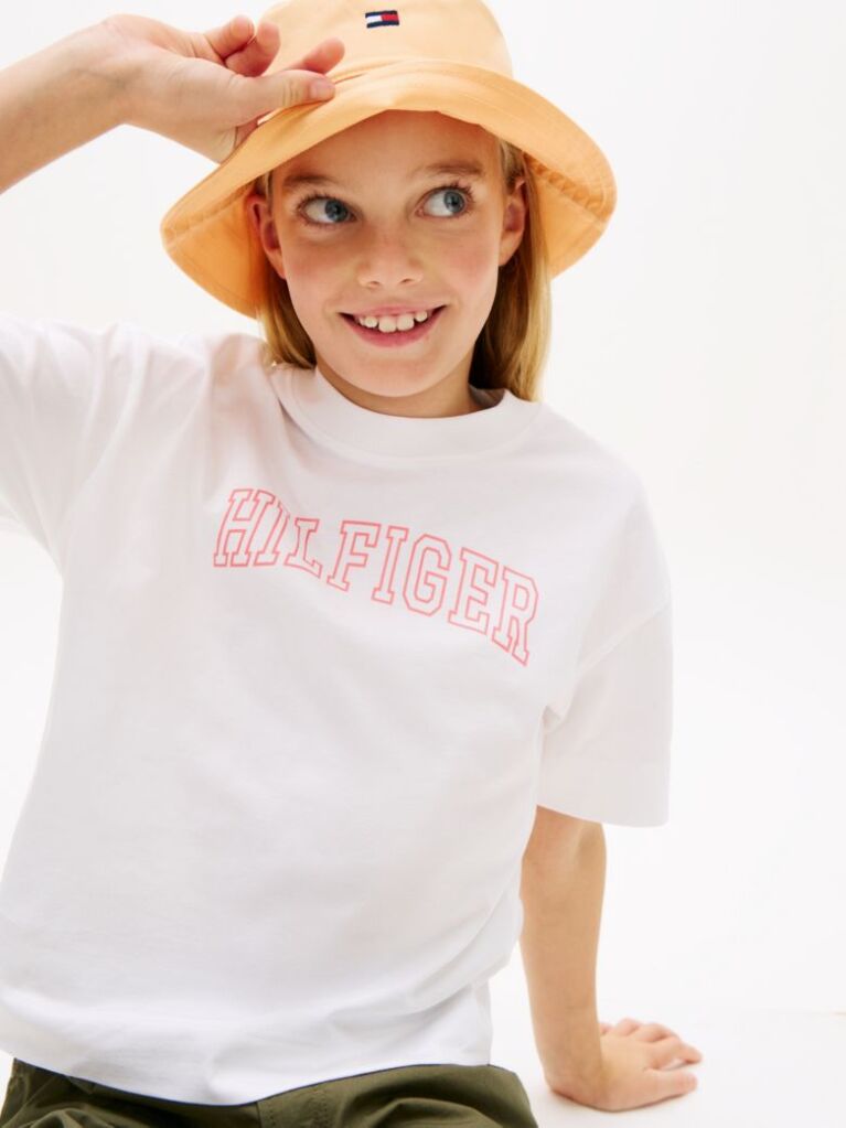 Άσπρο T-Shirt Με Λογότυπο Και Κλασική Λαιμόκοψη  Κορίτσια