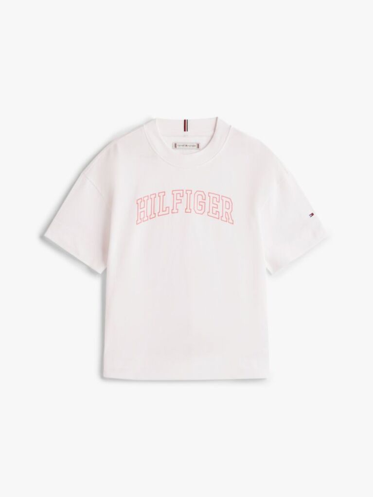 Άσπρο T-Shirt Με Λογότυπο Και Κλασική Λαιμόκοψη  Κορίτσια