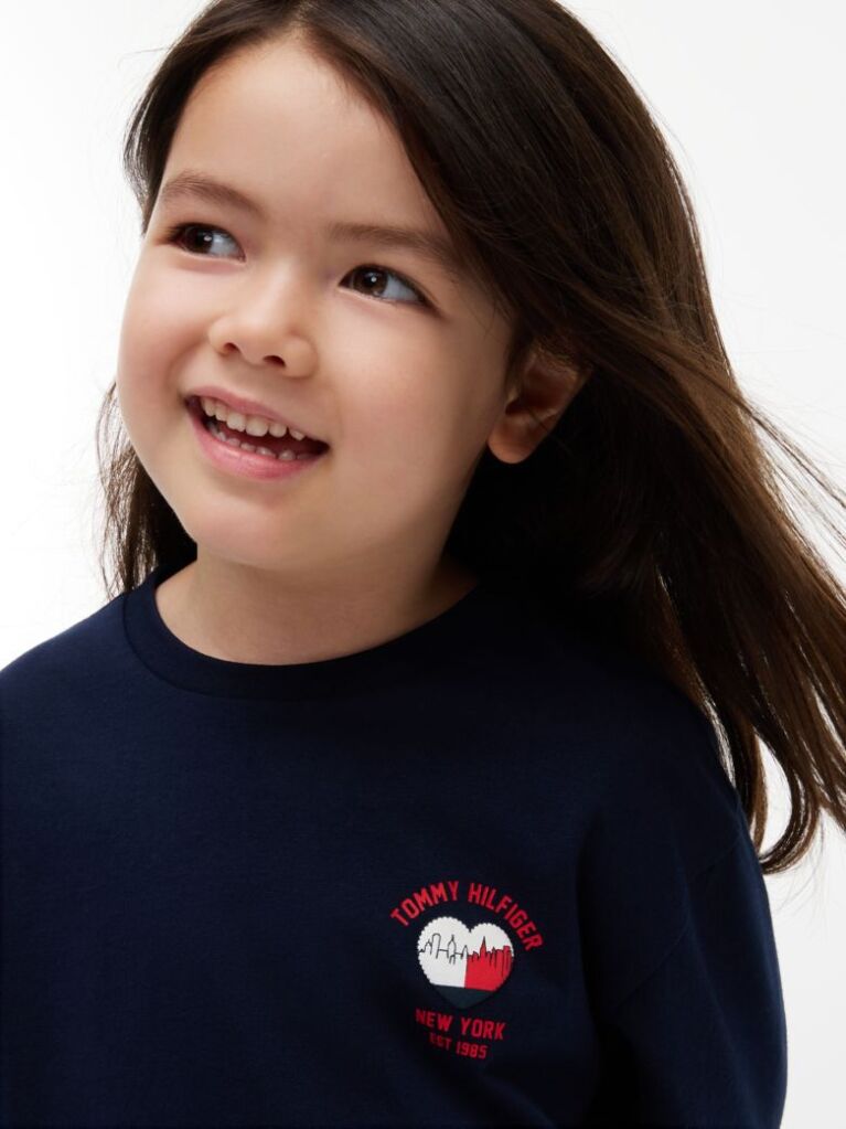 Blue Heart Logo Slim Long Sleeve T-Shirt  Girls