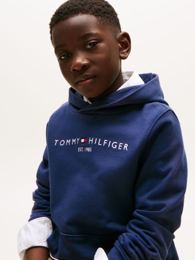 Μπλε Essential Hoody Από Οργανικό Βαμβάκι Με Λογότυπο  Παιδί Unisex