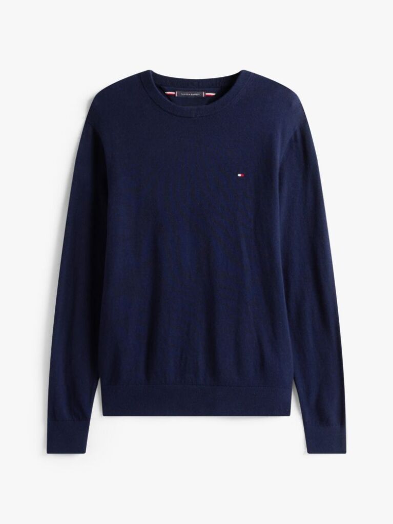 Blue Cotton Cashmere Crew Neck Jumper.  Men