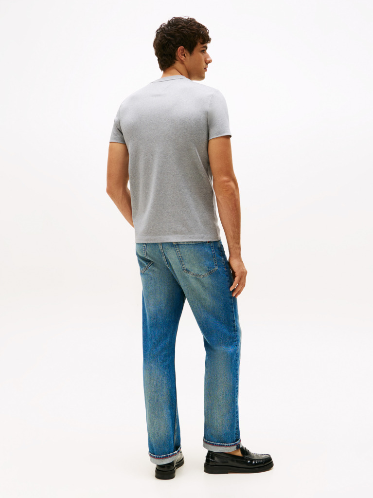 Γκρι Slim T-Shirt Με Κεντητό Σημαιάκι  Άνδρες