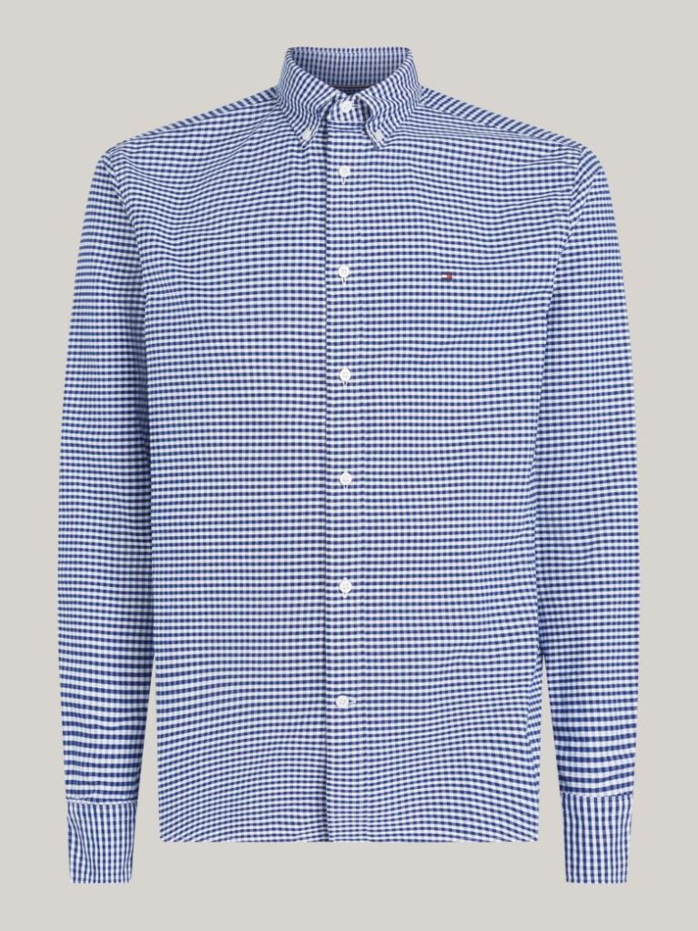 Μπλε Gingham Oxford Πουκάμισο Σε κανονική Γραμμή  Άνδρες