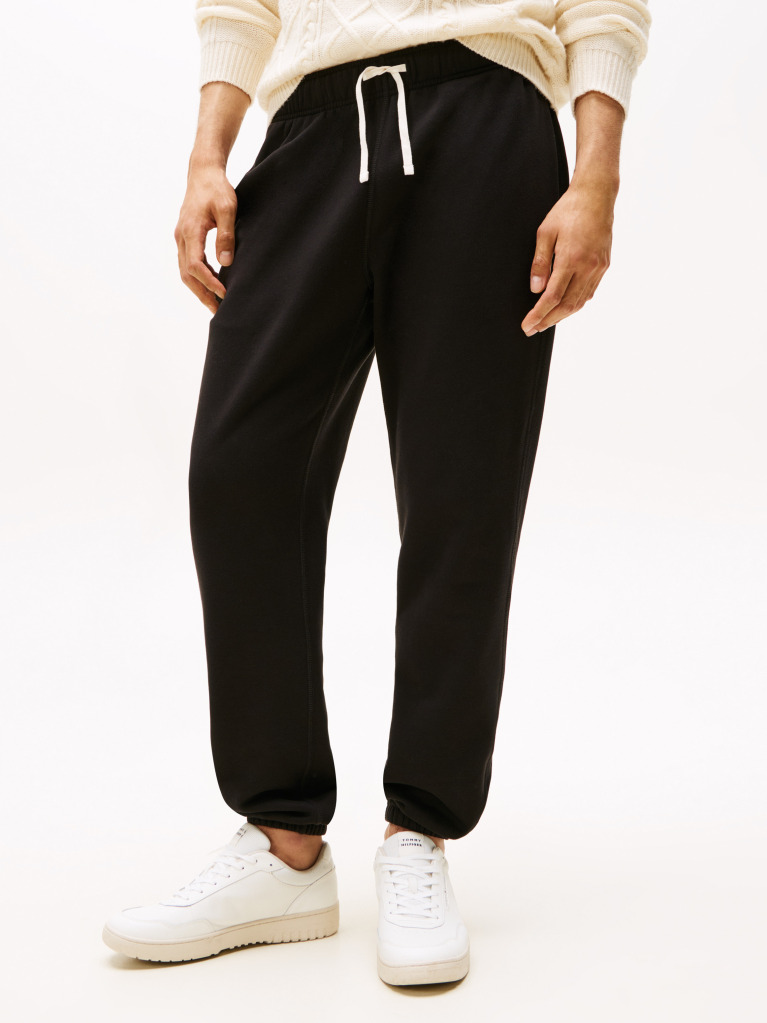 Black Cuffed Leg Fleece Joggers  Men
