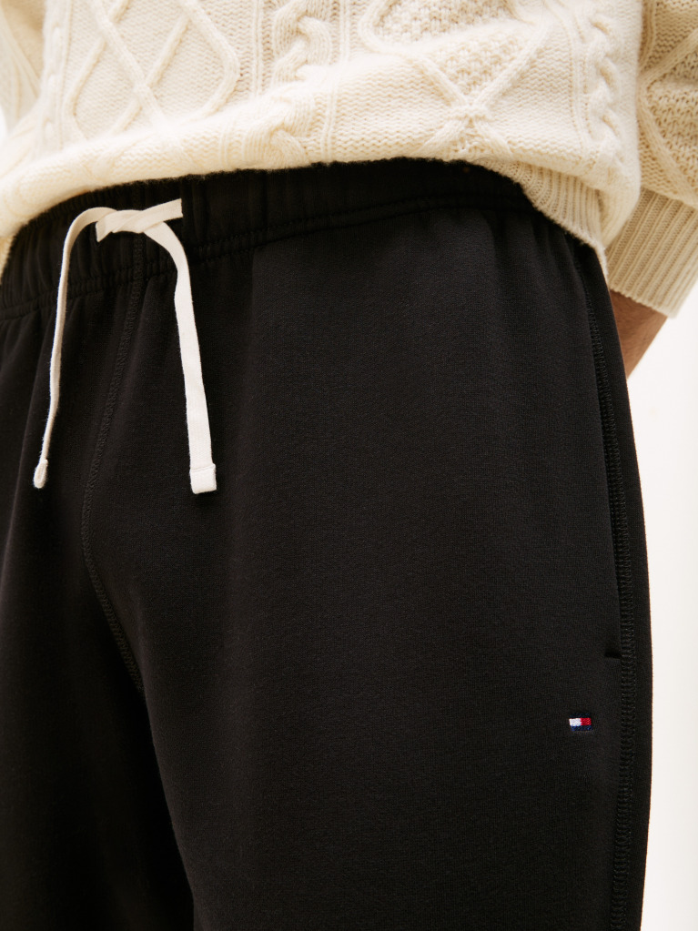 Black Cuffed Leg Fleece Joggers  Men