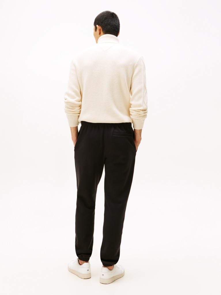Black Cuffed Leg Fleece Joggers  Men
