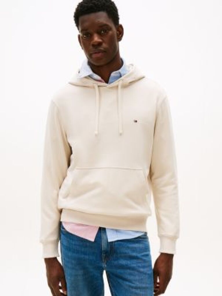 Μπεζ Hoody Από Βαμβακερό Terry Με Κεντητό Σημαιάκι  Άνδρες