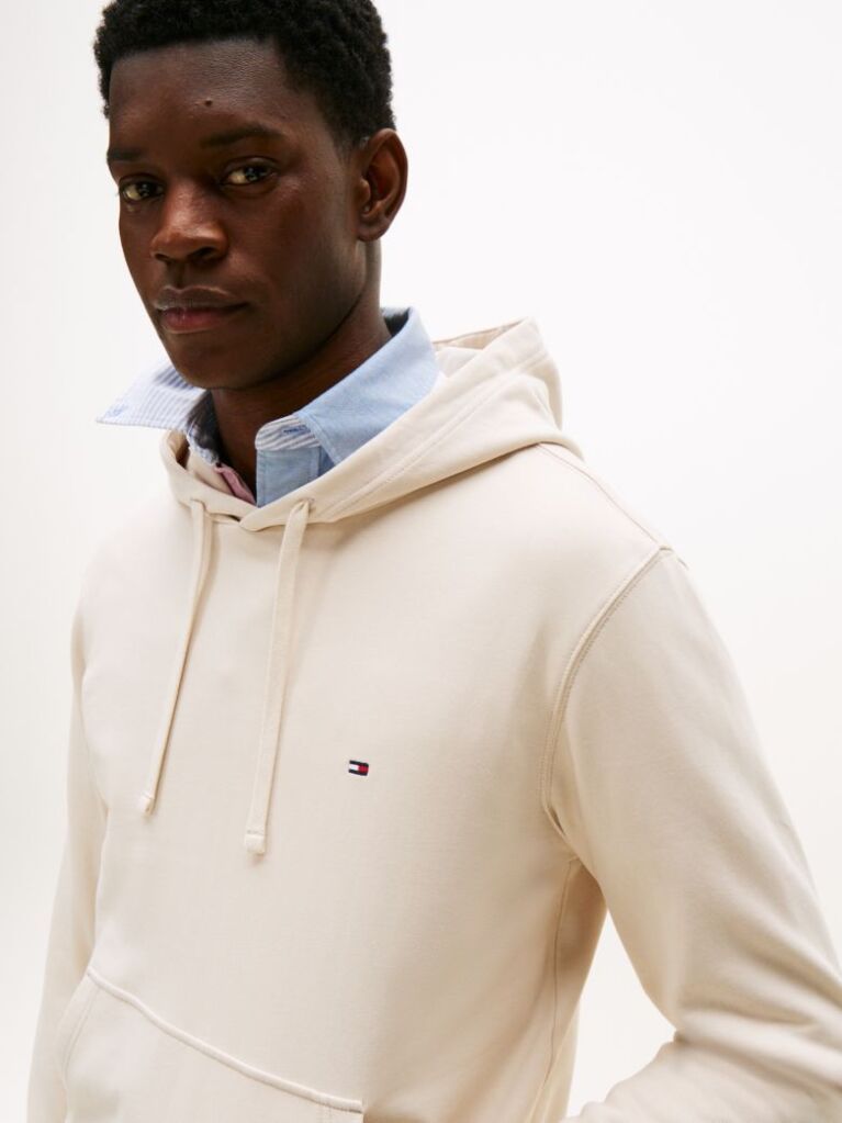 Μπεζ Hoody Από Βαμβακερό Terry Με Κεντητό Σημαιάκι  Άνδρες