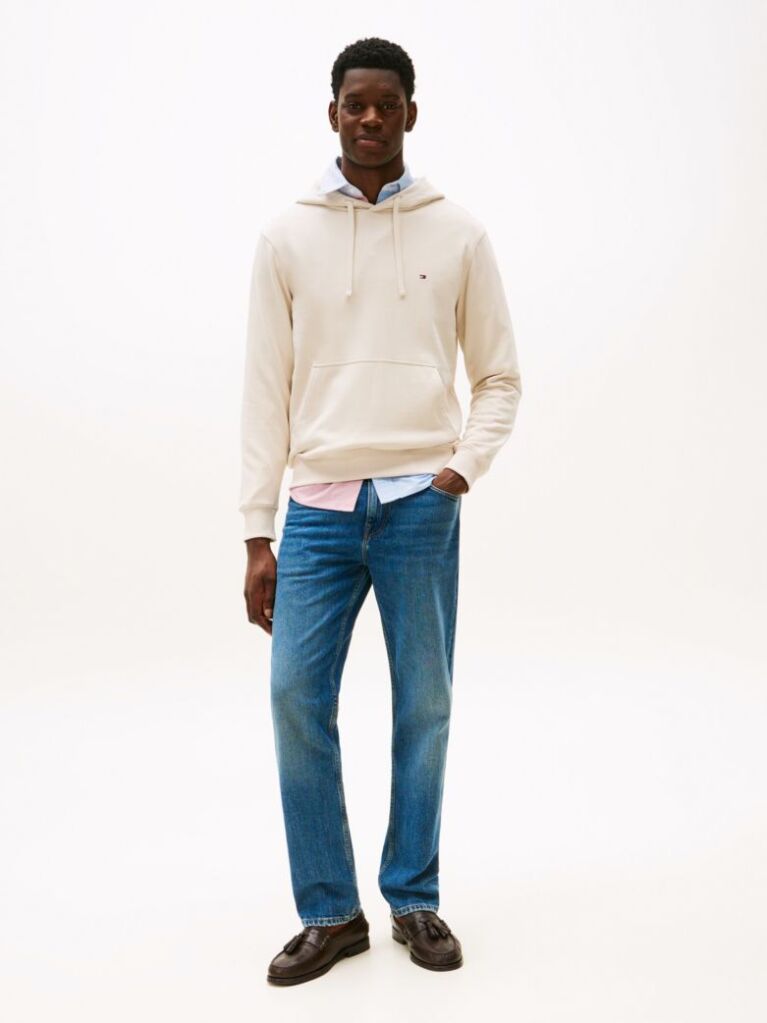 Μπεζ Hoody Από Βαμβακερό Terry Με Κεντητό Σημαιάκι  Άνδρες
