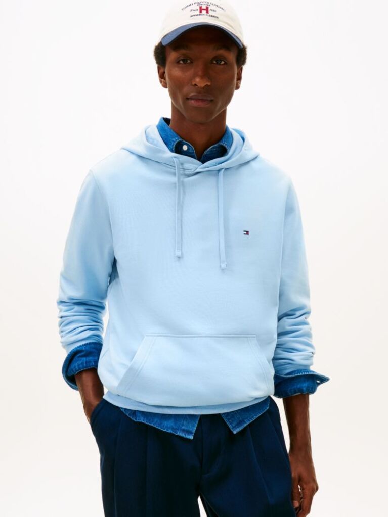 Μπλε Hoody Από Βαμβακερό Terry Με Κεντητό Σημαιάκι  Άνδρες